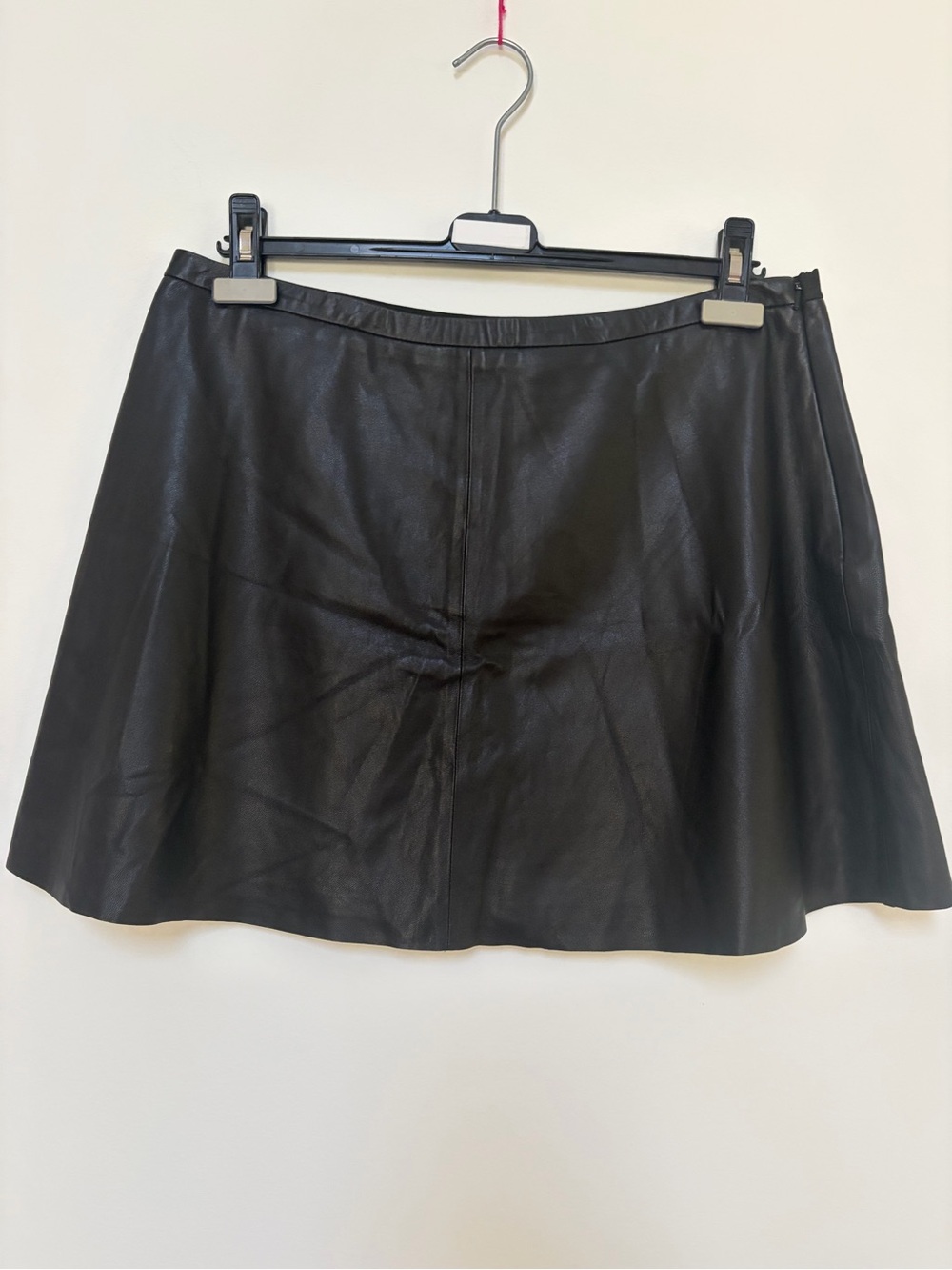 BCBGMaxAzria Lamb Leather Skater Full Mini Skirt